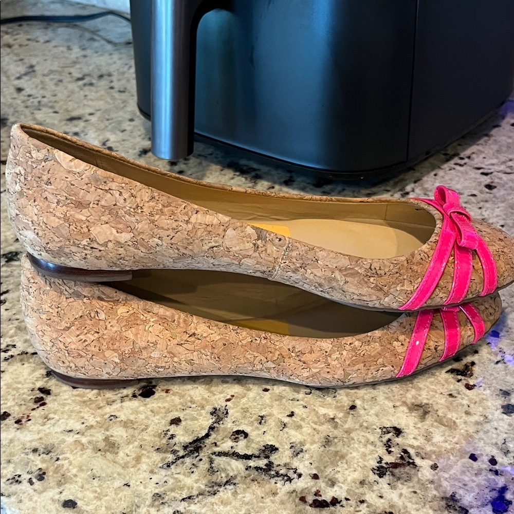 Kate Spade Cork Flats with Pink Bow - Picture 7 of 9